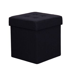 Milani Home pouf quadrato in stoffa di design moderno, cm 38 x 38 x 40 h Nero 38 x 38 x 40 cm