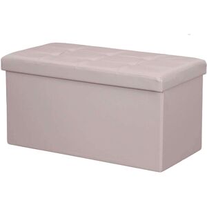 Milani Home pouf rettangolare in ecopelle di design moderno, cm 76 x 38 x 38 h Rosa pallido 76 x 38 x 38 cm