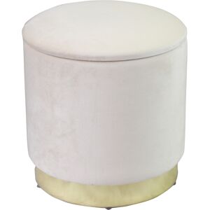 Milani Home pouf rotondo in velluto di design moderno, cm diametro 37 x 40 h Beige x x 40 cm