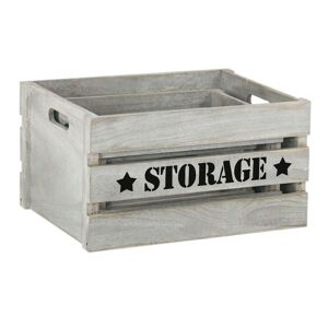 Milani Home Set Di 3 Cassette In Legno Di Design Industrial Stile Moderno Con Decoro , G.40 Grigio 40 x 22 x 31 cm