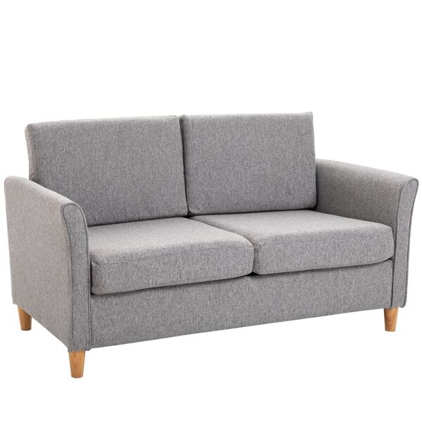 homcom divano due posti linea moderna e compatta in lino grigio e legno (70cmx141cmx78cm)
