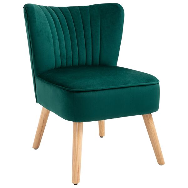 homcom poltroncine da salotto poltrona salotto poltrona salotto stile nordico dal design ergonomico in legno e velluto verde per casa e soggiorno