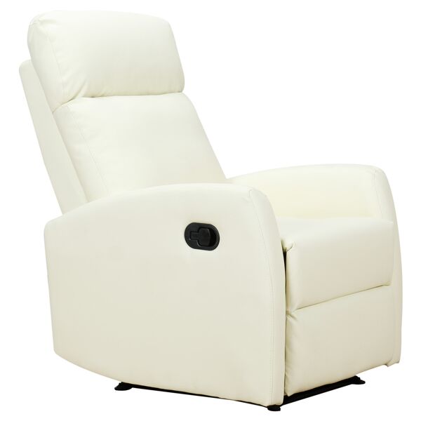 homcom poltrona reclinabile 170° con poggiapiedi regolabile ergonomica in similpelle 65 × 92 × 100cm crema