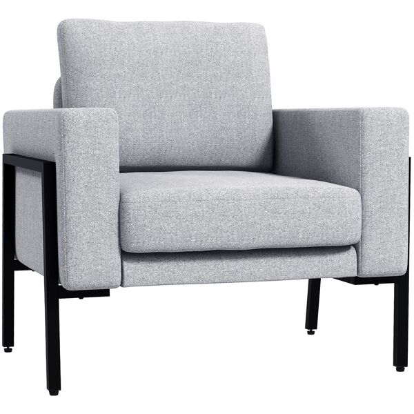 homcom poltroncina imbottita per soggiorno e camera con cuscini per seduta e schienale, 82x70x83.5 cm, grigio