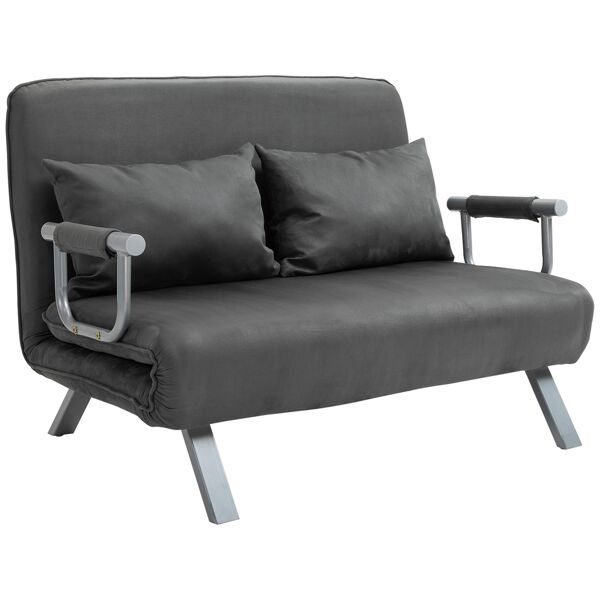 homcom divano letto singolo in similpelle e acciaio con seduta regolabile in 5 posizioni, 105x80x78 cm, grigio