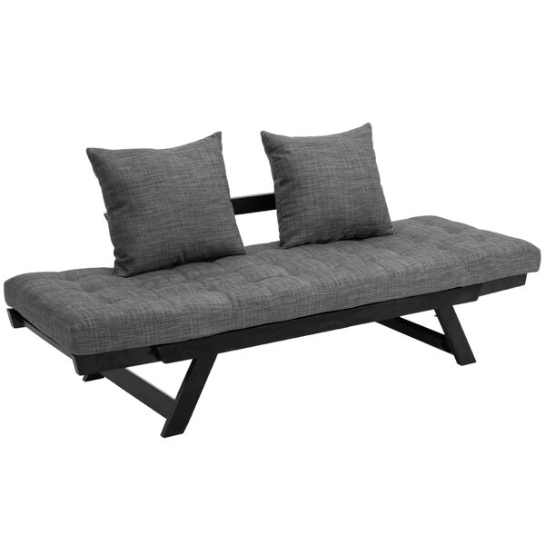 homcom divano letto 3 posizioni regolabili nero e grigio in lino e rovere elegante