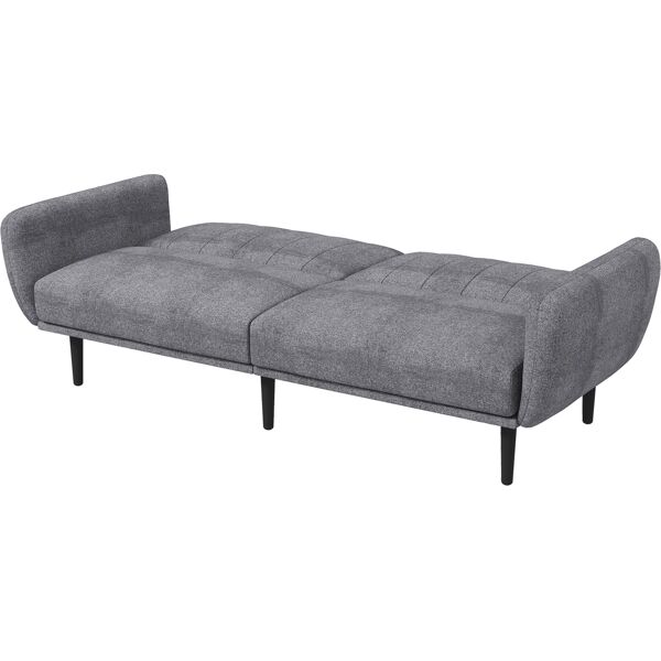 homcom divano letto 3 posti con schienale reclinabile a 3 livelli in tessuto, 208x84x82cm, grigio