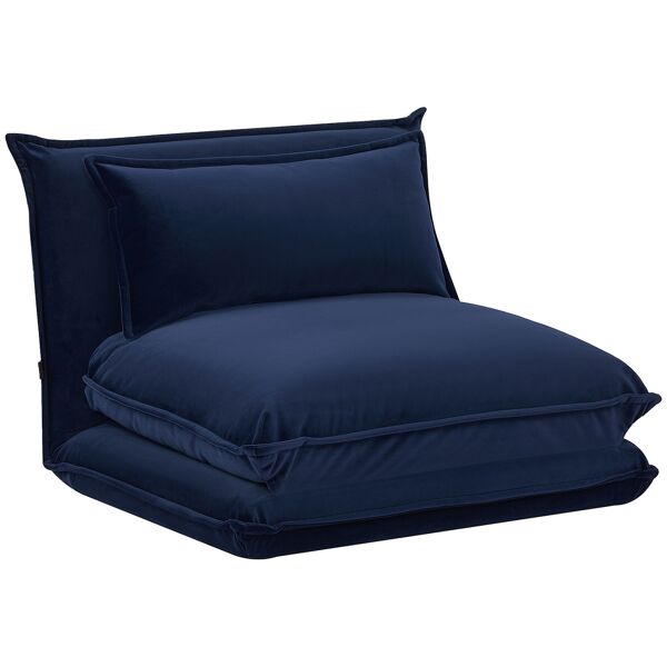 homcom sedia da pavimento con schienale regolabile in 5 posizioni e seduta imbottita, in acciaio e poliestere, blu scuro
