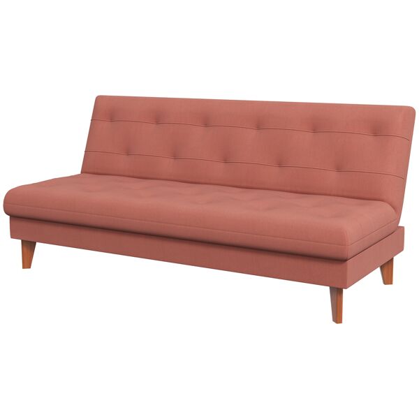 homcom divano letto 3 posti con schienale regolabile a 3 livelli in microfibra, 185x85x84cm, arancione