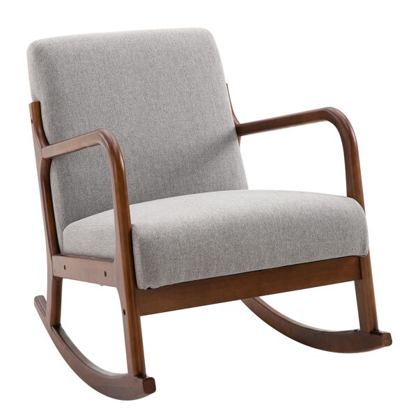homcom sedia poltrona a dondolo imbottita gambe in legno sicuro per realx soggoirno ufficio grigio 64 x 86 x 80cm