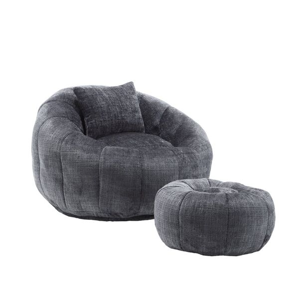 gomyway poltrona sacco girevole rotonda confortevole, divano super morbido con rotazione a 360° e schiuma memory ad alta densità per soggiorno e camera da letto, grigio