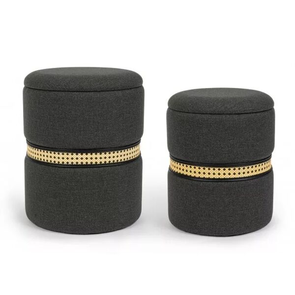 contemporary style set2 pouf contenitore karina carbon