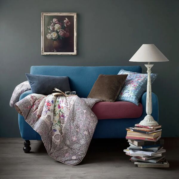 caleffi copri divano elasticizzato blu 2 posti melange in cotone