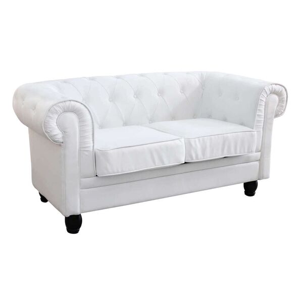 milani home divano vintage in ecopelle 2 posti cm 152x74x82 h di design inglese per salotto bianco 152 x 82 x 74 cm