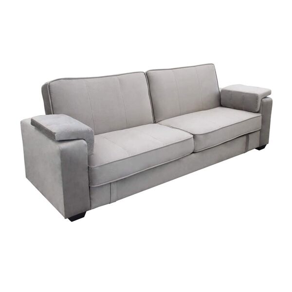 milani home divano letto 3 posti ergonomico per il soggiorno trasormabile in letto tortora 228 x 89 x 85 cm