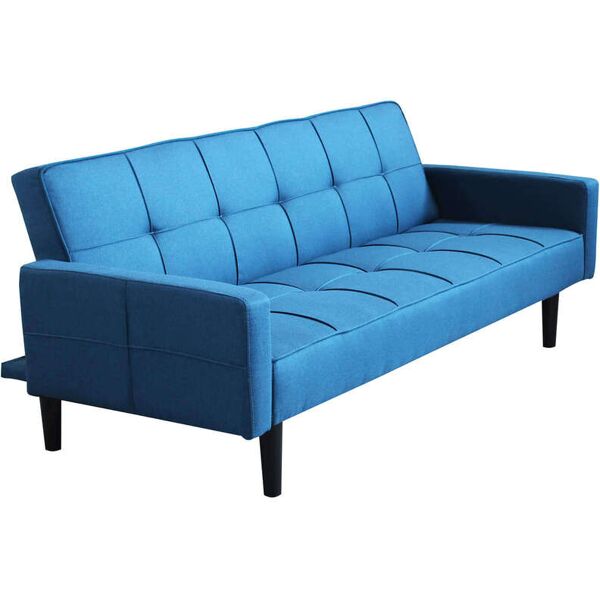 milani home divano letto trapuntato blu melange scuro stile moderno di design contemporaneo blu melange 194 x 74 x 83 cm