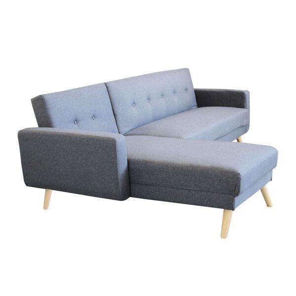 milani home divano letto trapuntato con penisola grigio scuro stile moderno 3 posti, d.176x grigio scuro 176 x 84 x 84 cm