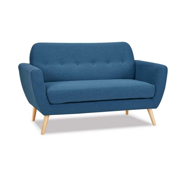 milani home divano 2 posti blu melange stile moderno di design contemporaneo con bottoni pe blu 147 x 86 x 79 cm