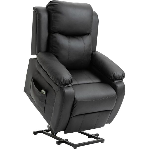 dechome 092v90bk713 poltrona relax reclinabile poltrona per anziano elettrica alzapersone con telecomando in similpelle colore nero - 092v90bk713