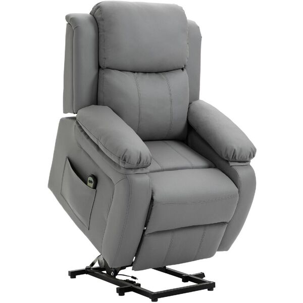 dechome 092v90gy713 poltrona relax reclinabile poltrona per anziano elettrica alzapersone con telecomando in similpelle colore grigio - 092v90gy713