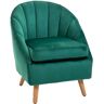 Homcom Poltroncina Elegante per Relax, Velluto Verde, Imbottitura Generosa, Base in Legno Resistente, 67x65x77 cm, per Salotto e Camera