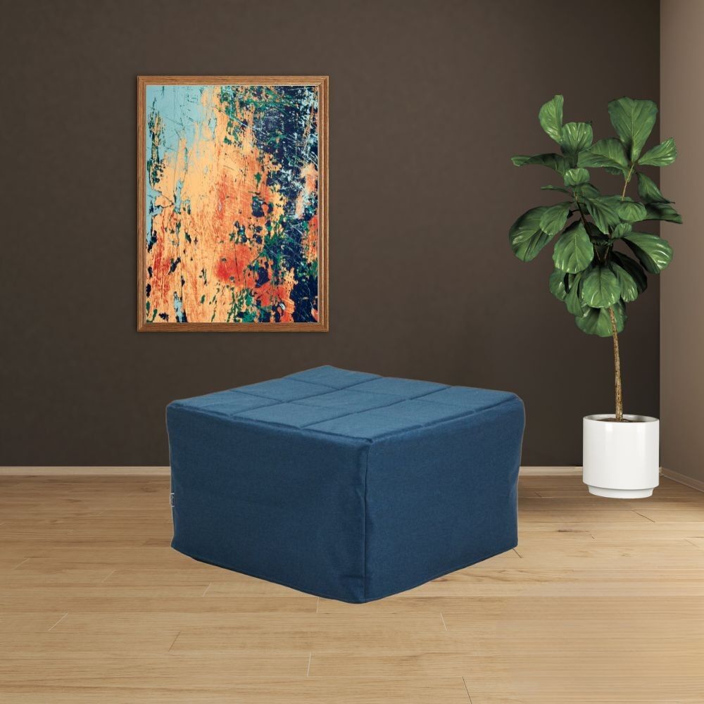 Toscohome Pouf trasformabile in letto rivestimento in tessuto colore blu - Vega