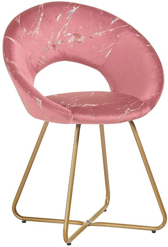 Toscohome Poltroncina in velluto rosa con gambe in metallo dorato - Etere