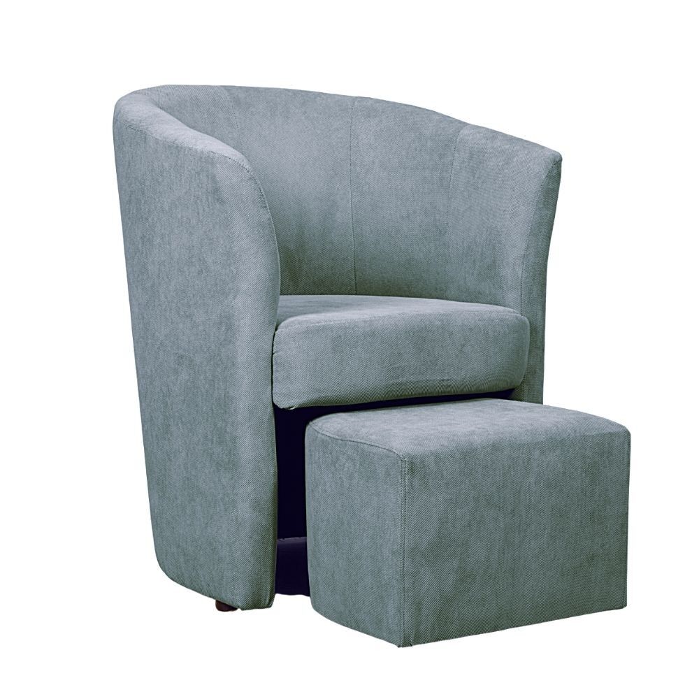 Toscohome Poltrona con pouf in tessuto colore grigio chiaro - Djerba