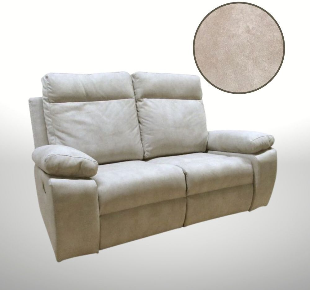 Toscohome Divano 2 posti e 2 recliner manuali colore beige - Milano