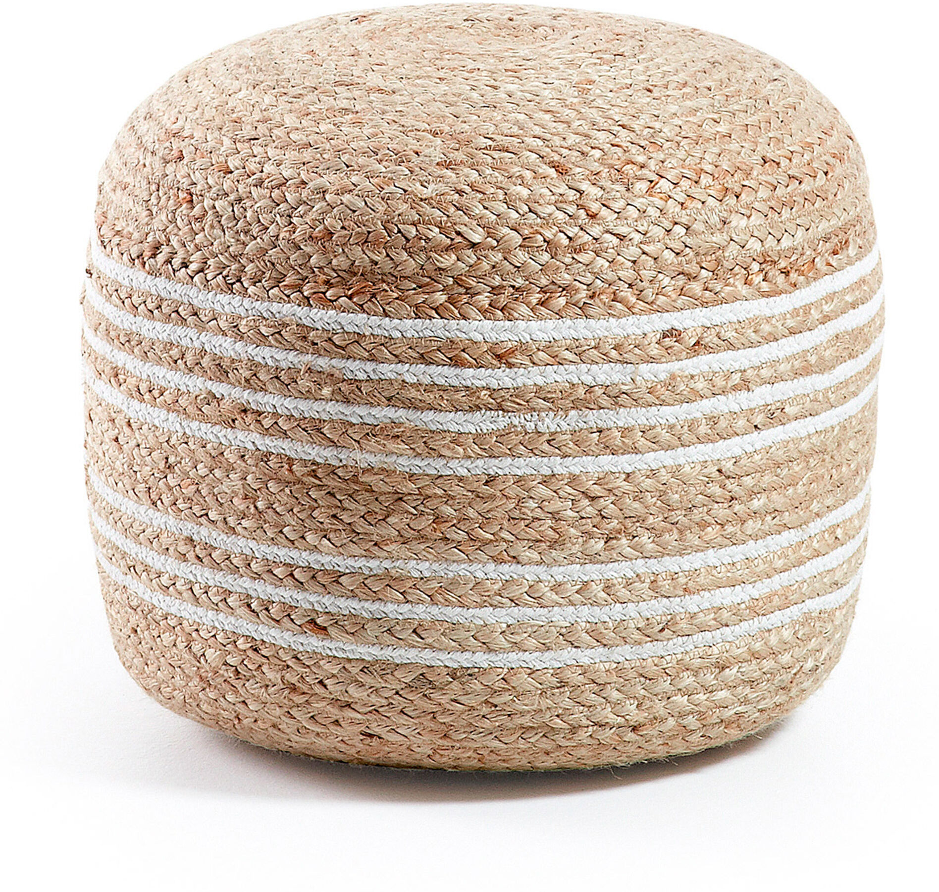 Kave Home Pouf Saht Ø 45 cm naturale e bianco