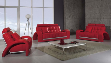 Arredo Casa Facile Divano Salotto Pelle Sofa Americano Soggiorno Rosso