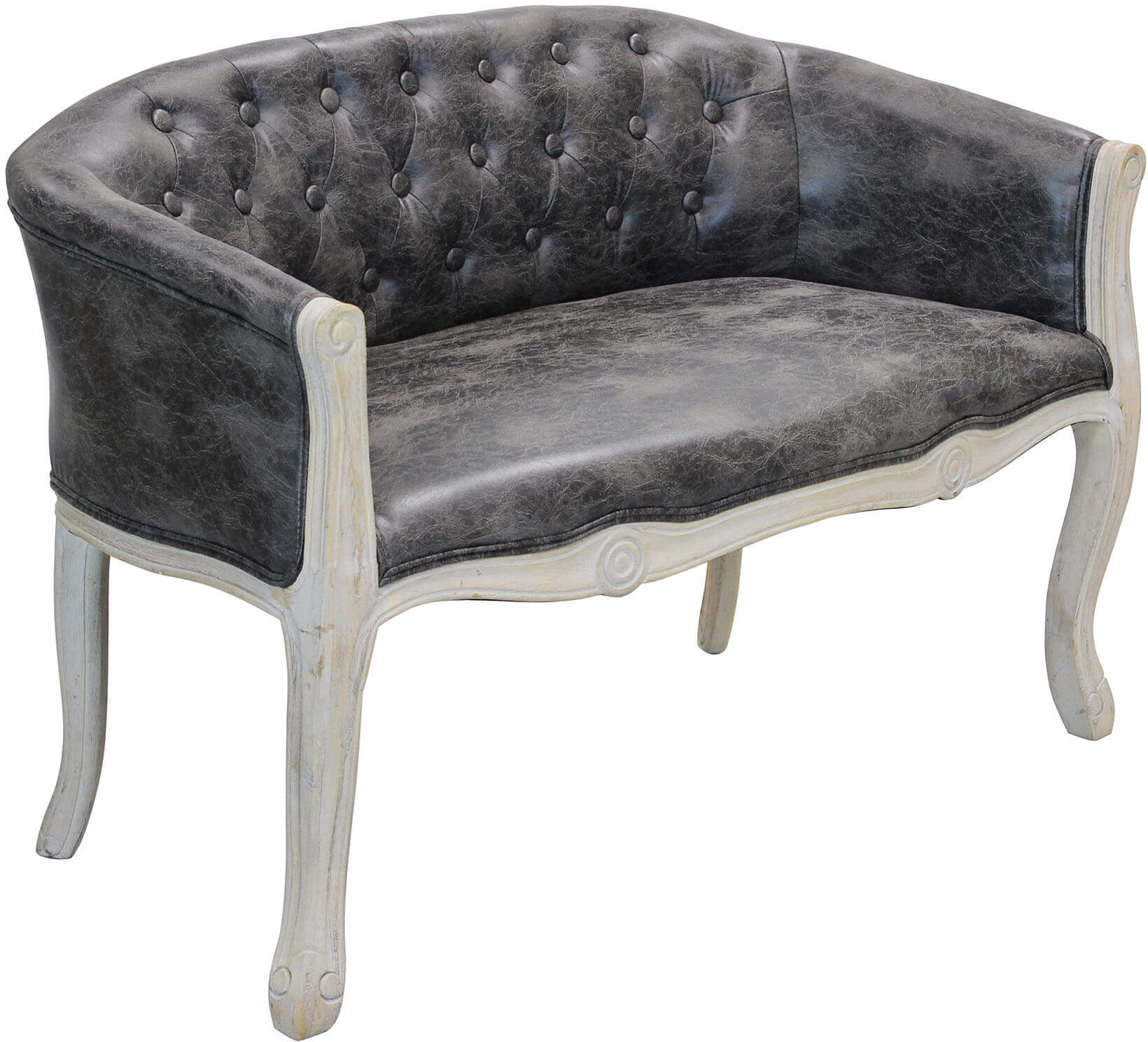 Milani Home divano vintage in ecopelle di design moderno vintage cm 107x61x70 h Grigio scuro 107 x 70 x 61 cm