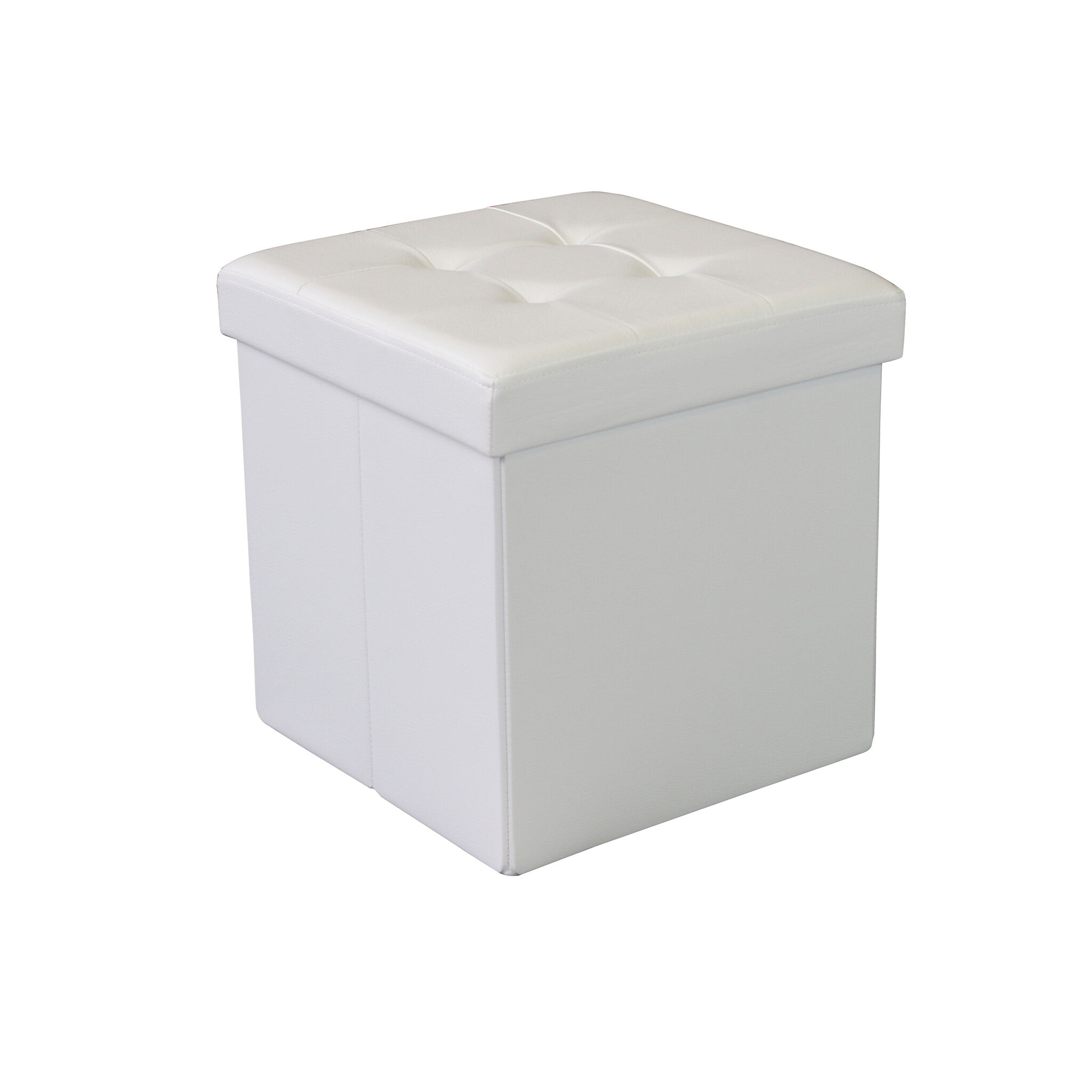 Milani Home pouf quadrato in ecopelle di design moderno, cm 38 x 38 x 38 h Bianco 38 x 38 x 38 cm