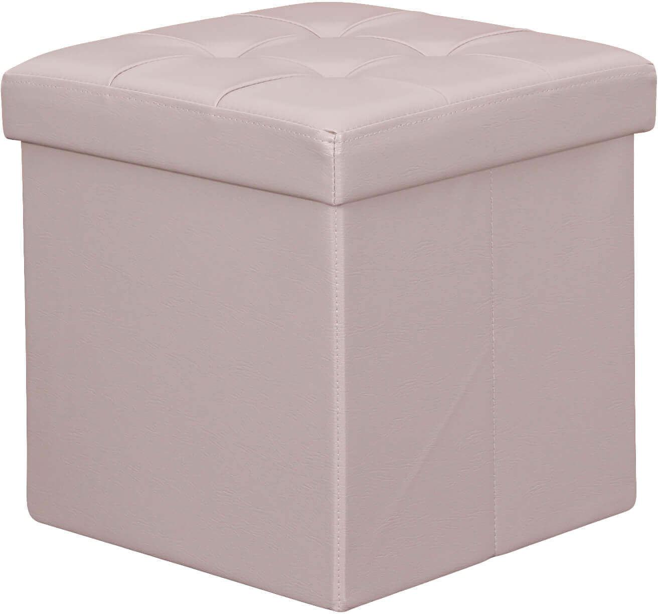 Milani Home pouf quadrato in ecopelle di design moderno, cm 38 x 38 x 38 h Rosa pallido 38 x 38 x 38 cm