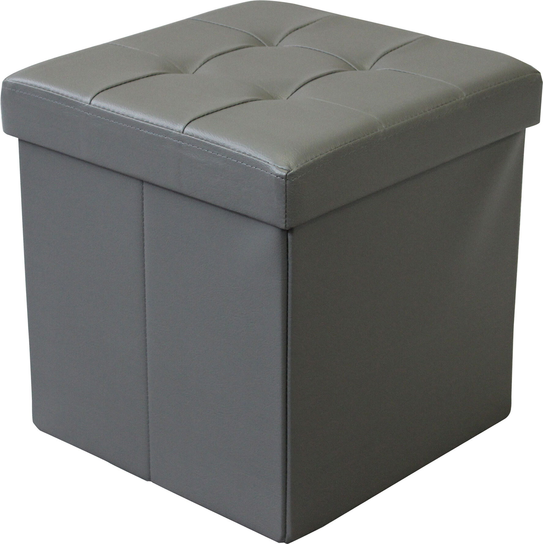 Milani Home pouf quadrato in ecopelle di design moderno, cm 38 x 38 x 38 h Grigio 38 x 38 x 38 cm