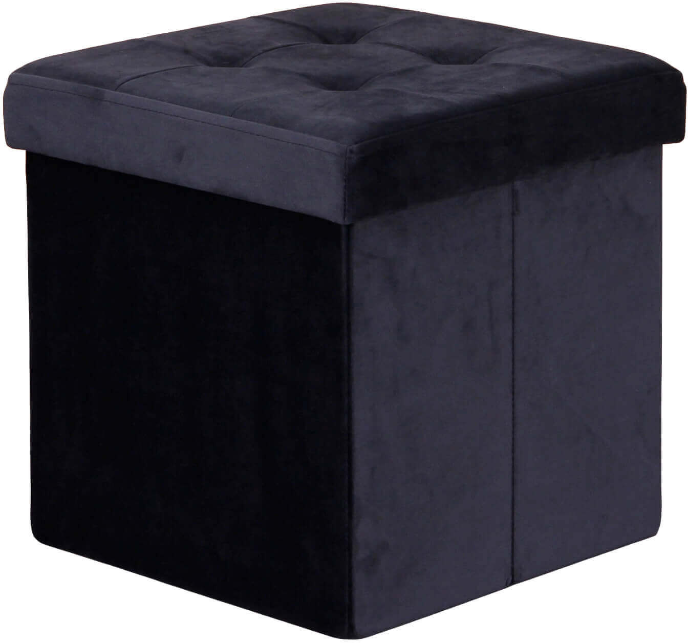 Milani Home pouf quadrato in velluto di design moderno, cm 38 x 38 x 38 h Nero 38 x 38 x 38 cm