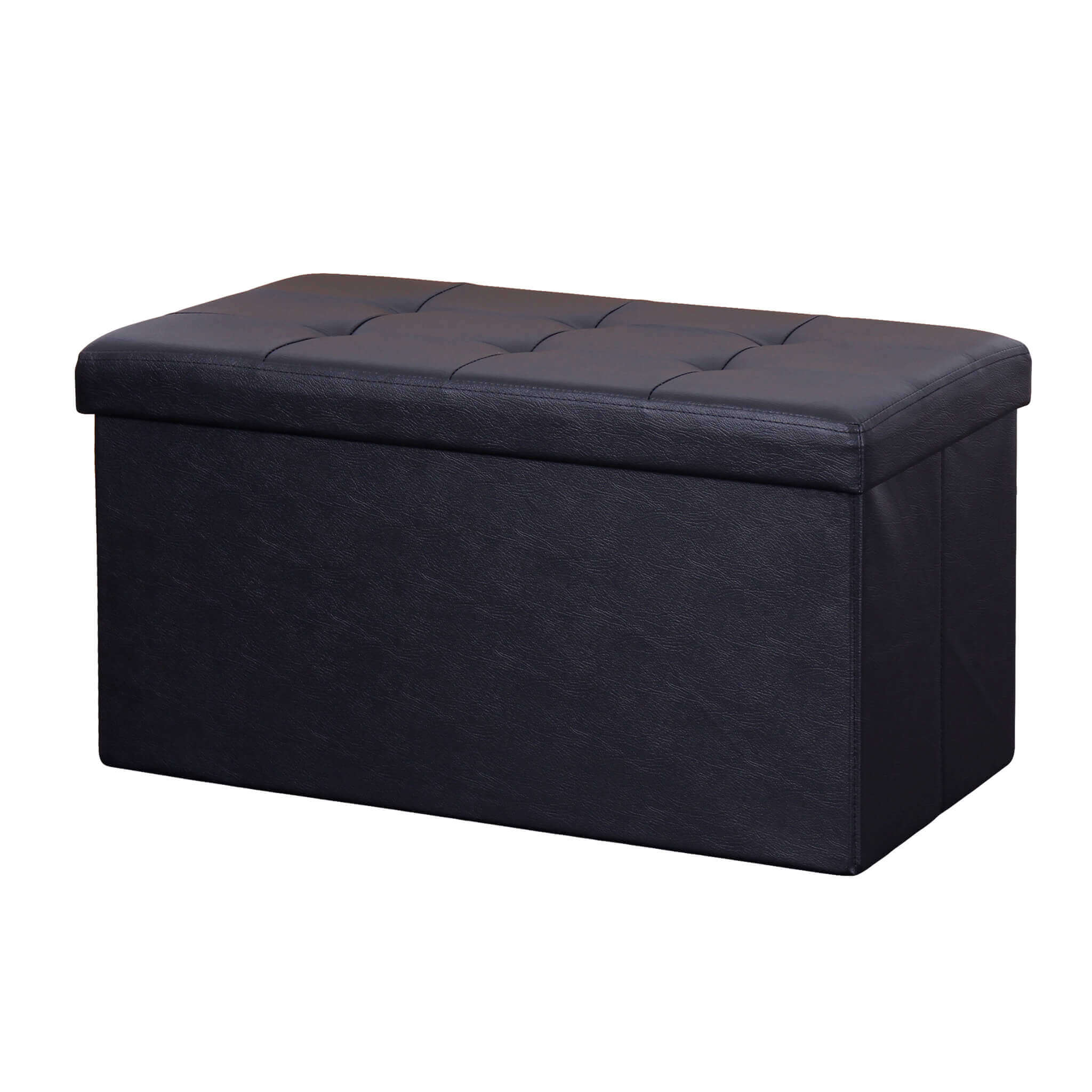 Milani Home pouf rettangolare in ecopelle di design moderno, cm 76 x 38 x 38 h Nero 76 x 38 x 38 cm