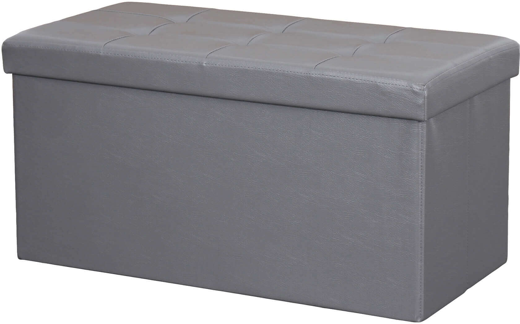 Milani Home pouf rettangolare in ecopelle di design moderno, cm 76 x 38 x 38 h Grigio 76 x 38 x 38 cm