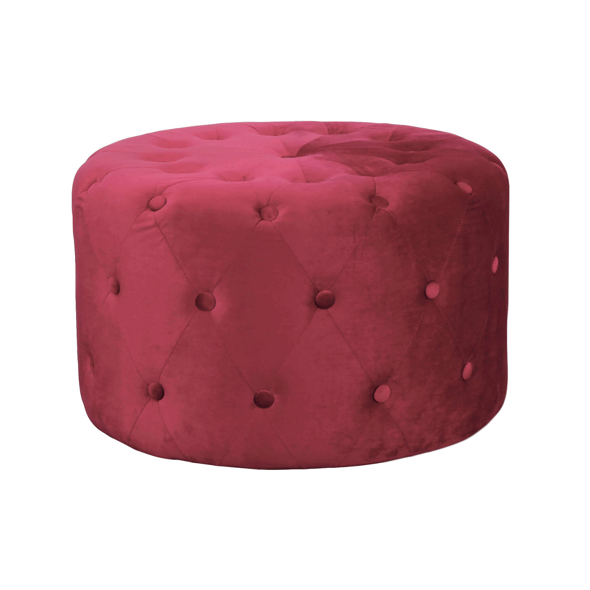 Milani Home pouf rotondo in velluto di design moderno, cm diametro 67 x 41 h Rosso x x 41 cm