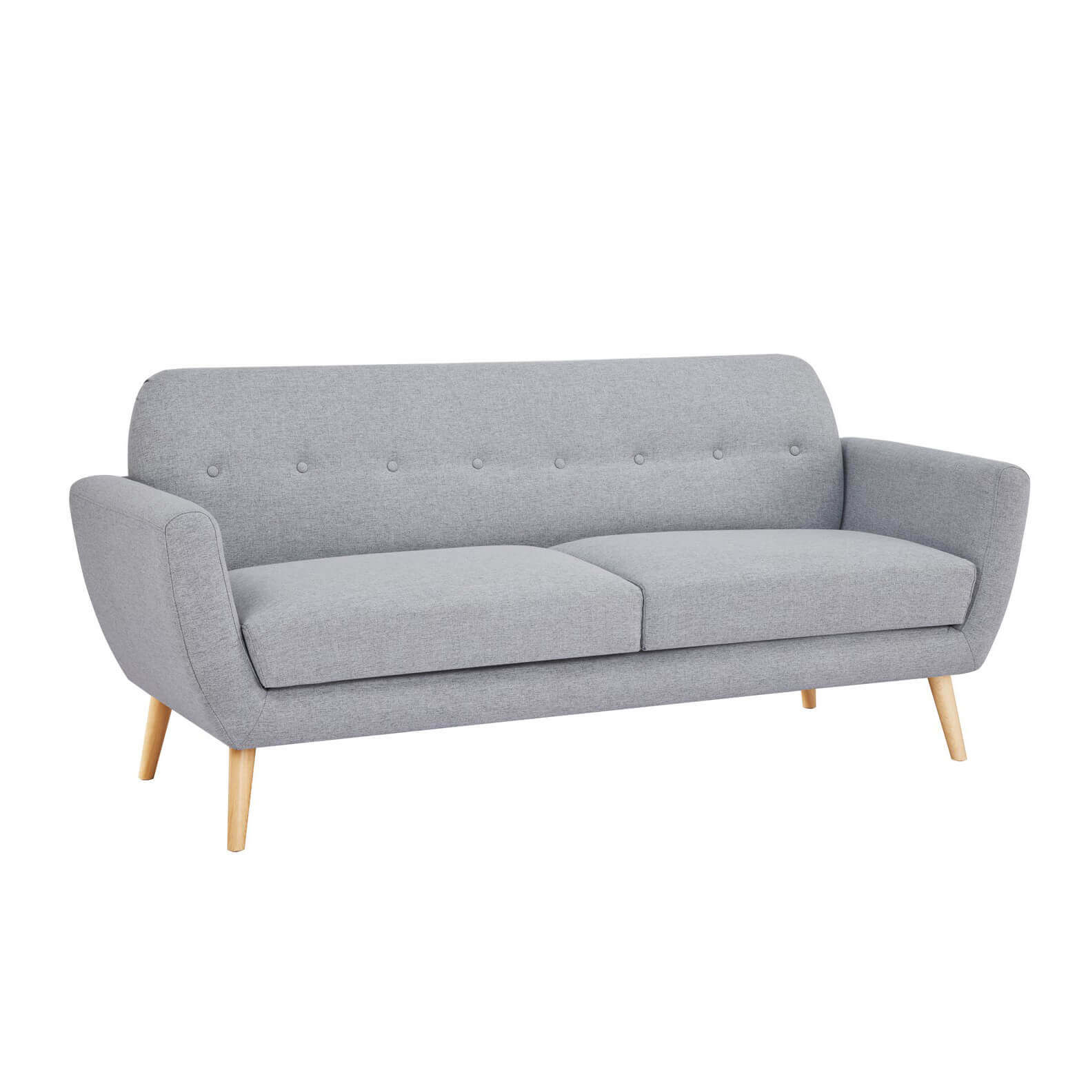 Milani Home Divano 3 Posti Grigio Stile Moderno Di Design Contemporaneo Con Bottoni Per Sal Grigio chiaro 193 x 86 x 79 cm