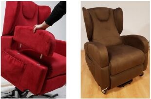 Relax e Design Poltrona Relax Lift (alzapersona) Braccioli Removibili, Maniglione, mod. GENNY (Microfibra bordeaux cons 5 giorni)