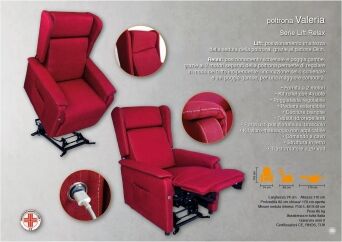 Relax e Design IVA 4% Poltrona Relax Alzapersona 2 motori, Roller, porta USB, mod. Valeria (Microfibra bordeaux cons 5 giorni)