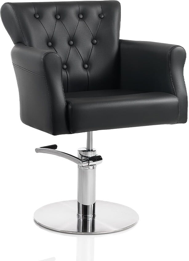 Poltrona da parrucchiere in sky ecopelle nero HAIR THRONE