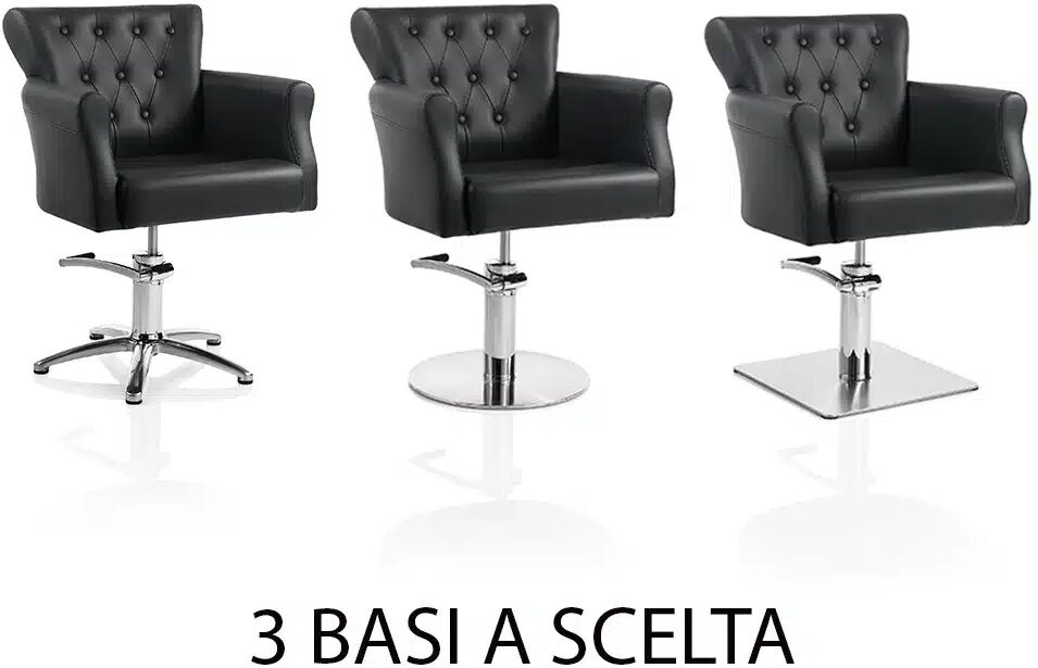 Poltrona da parrucchiere in sky ecopelle nero HAIR THRONE