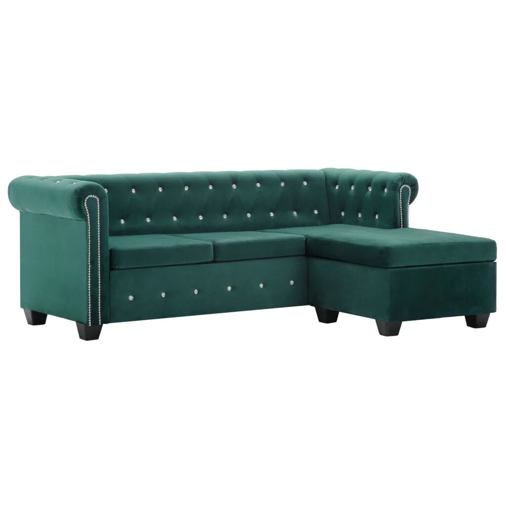 vidaXL Bank Chesterfield-stijl L-vormig 199x142x72 cm fluweel groen