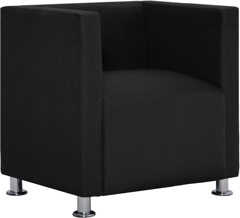 vidaXL Fauteuil kubus stof zwart