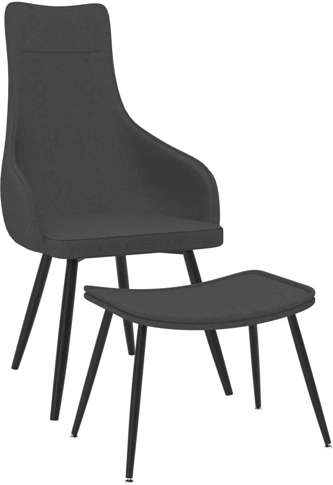 vidaXL Fauteuil met voetenbank stof donkergrijs