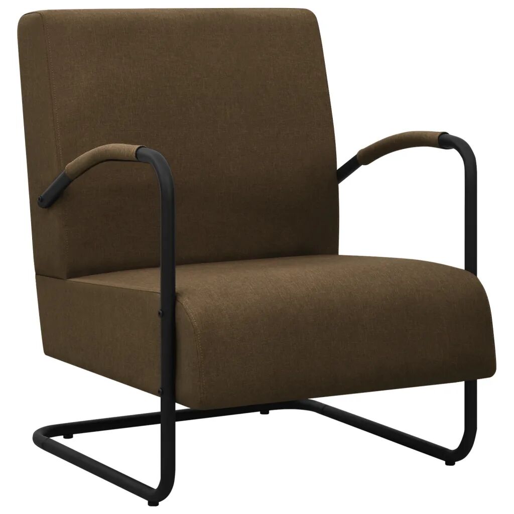 vidaXL Fauteuil stof donkerbruin