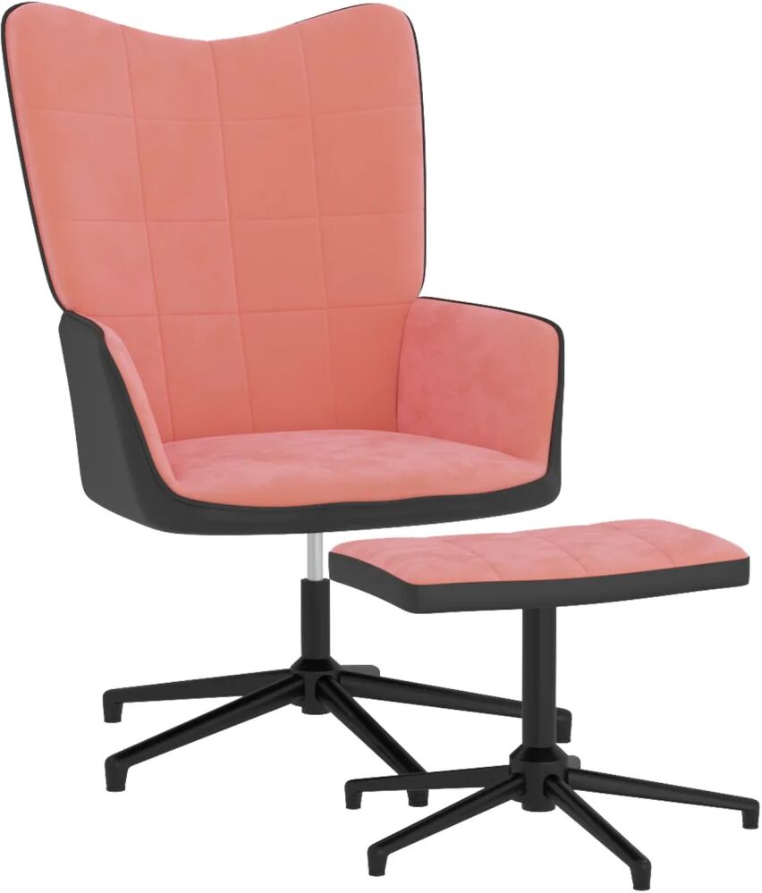 vidaXL Relaxstoel met voetenbank fluweel en PVC roze