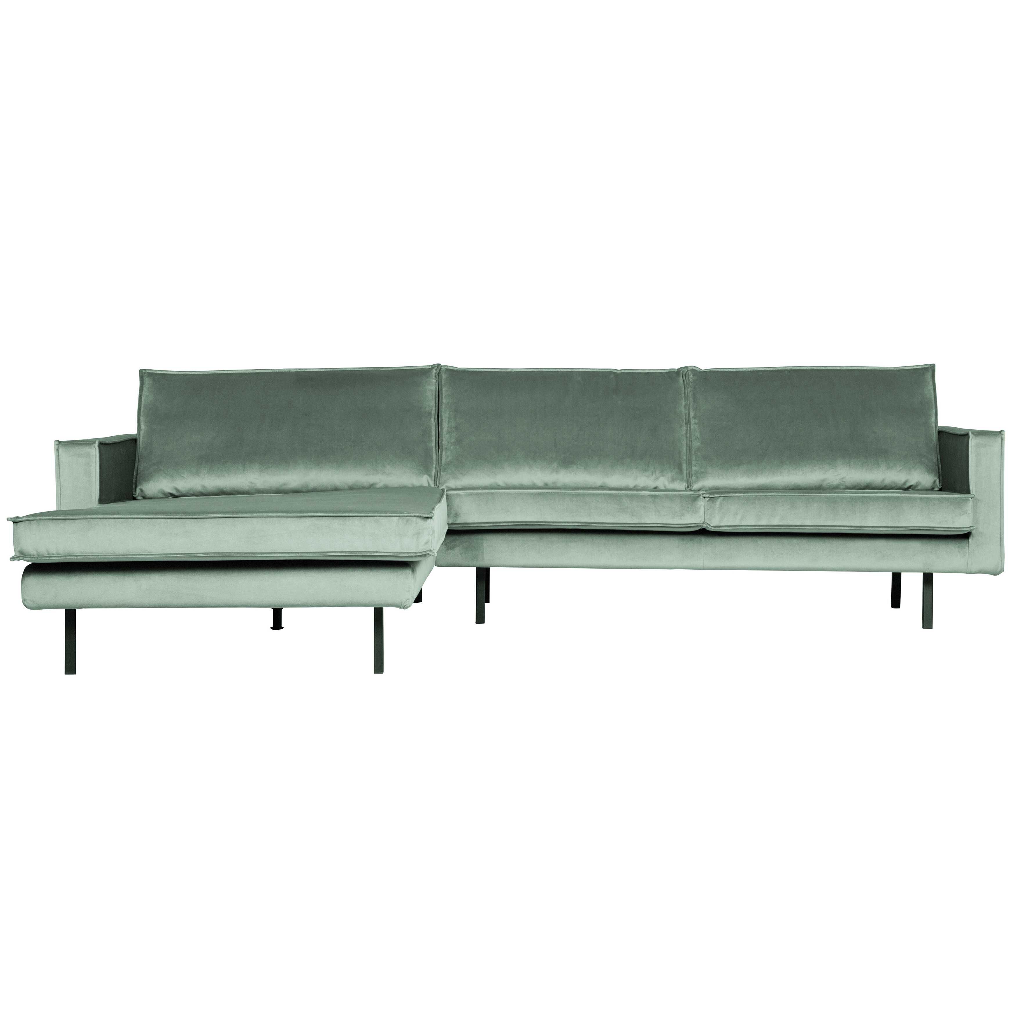 BePureHome Rodeo Velvet met chaise longue links Mint